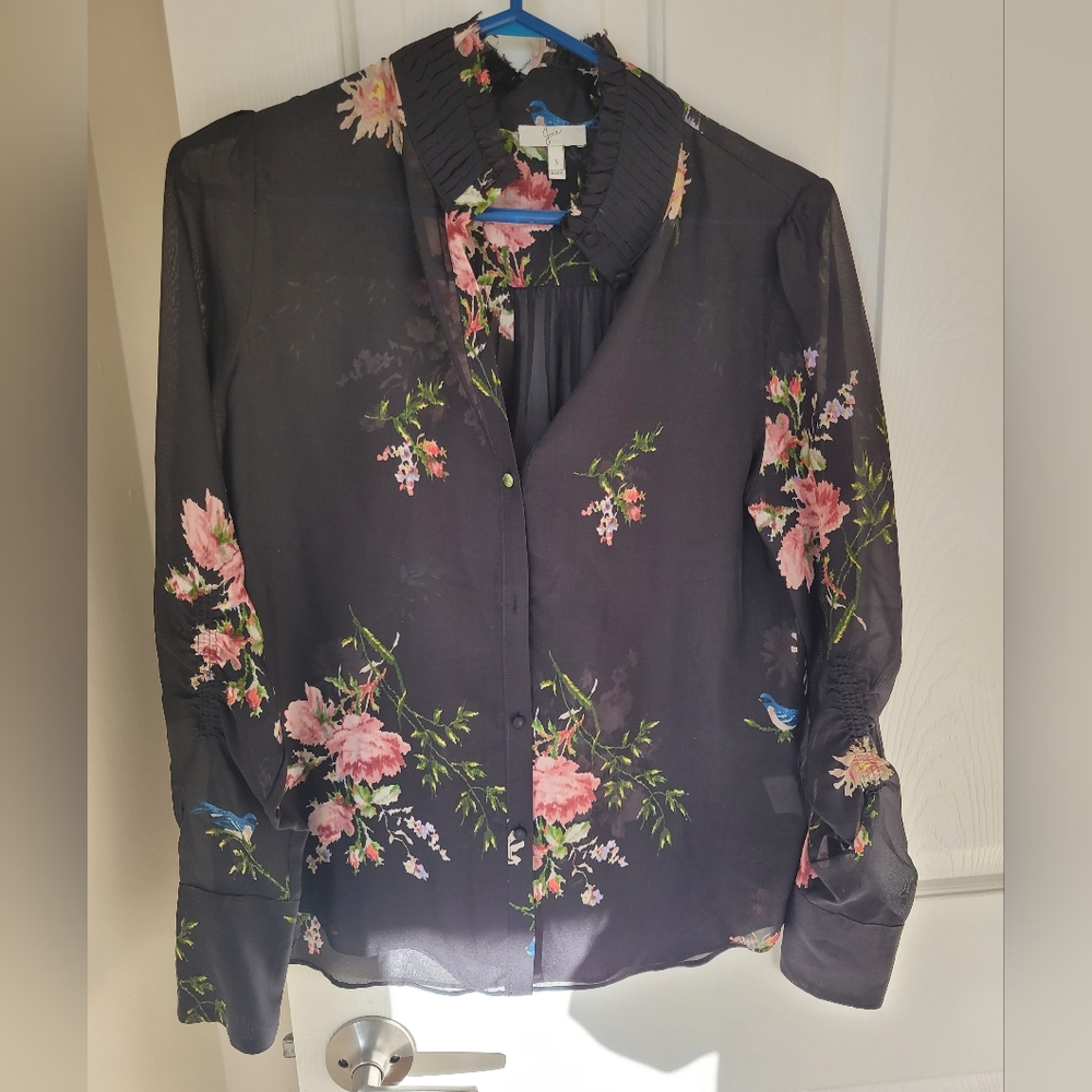 Joie Black Floral Blouse